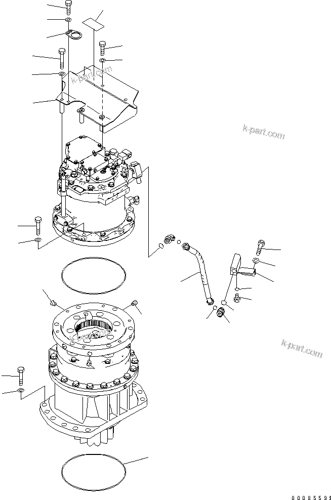 Komatsu parts book diagram for PC200LC-8E0 S/N 1001-UP: SWING MACHINERY (MOTOR DRAIN)