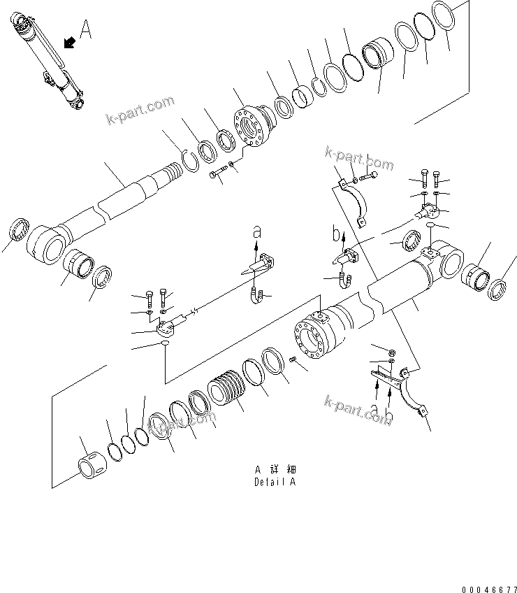 Komatsu parts book diagram for PC200LC-8E0 S/N 1001-UP: BOOM CYLINDER (L.H.) (500 HOURS LUBRICATING)