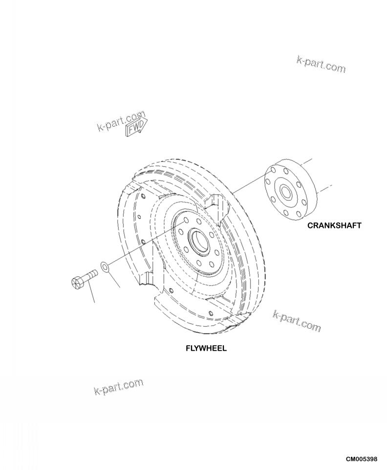 Komatsu parts book diagram for PC240LL-10 SN A20601-UP: AFW10-001001 FLYWHEEL MOUNTING