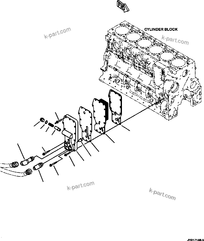 Komatsu parts book diagram for PC240LL-10 SN A20601-UP: ALC00-001001 ENGINE OIL COOLER