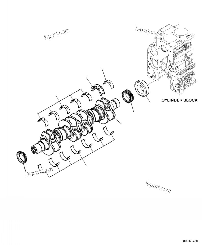 Komatsu parts book diagram for PC240LL-10 SN A20601-UP: A2319-001001 CRANKSHAFT