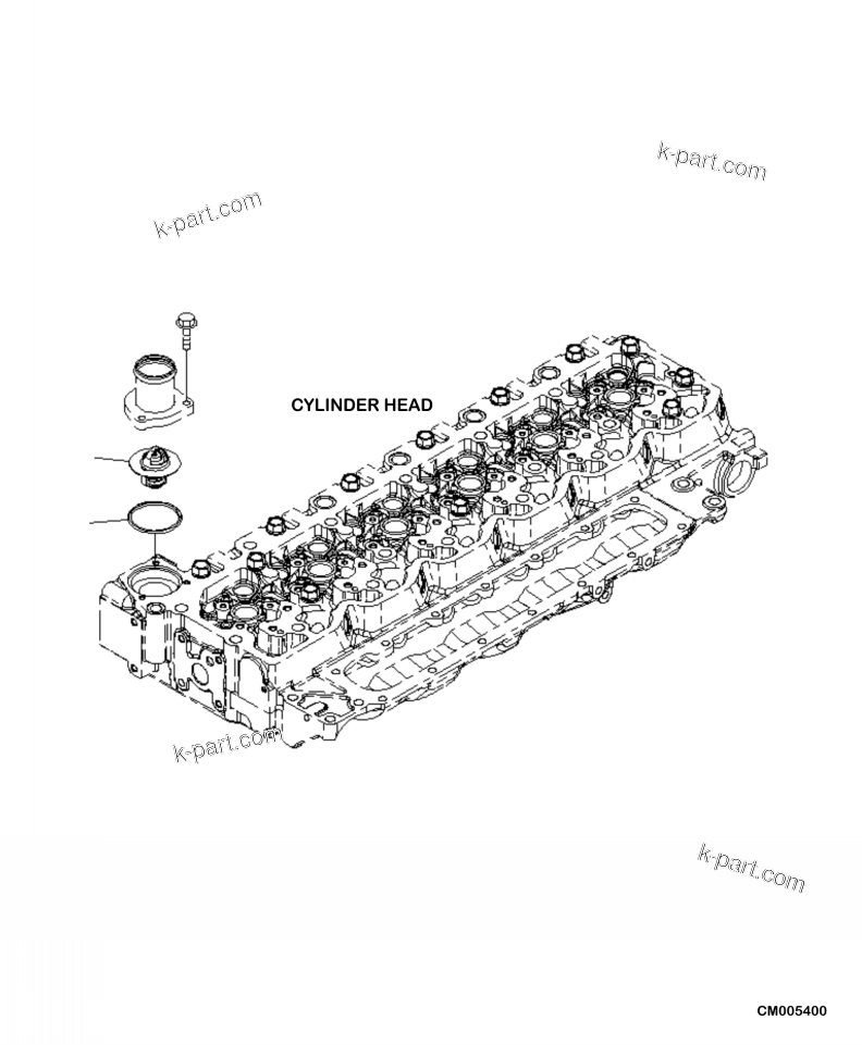Komatsu parts book diagram for PC240LL-10 SN A20601-UP: AEC00-001001 THERMOSTAT
