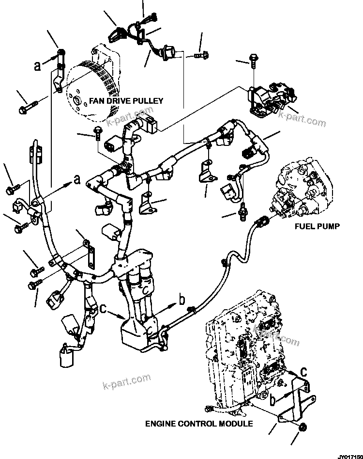Komatsu parts book diagram for PC240LL-10 SN A20601-UP: AWR00-001001 ENGINE CONTROL MODULE WIRING HARNESS