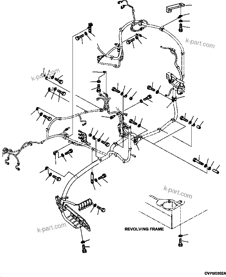 Komatsu parts book diagram for PC240LL-10 SN A20601-UP: E0200-001003 MAIN WIRING HARNESS CLIPS AND MOUNTING (1/3)