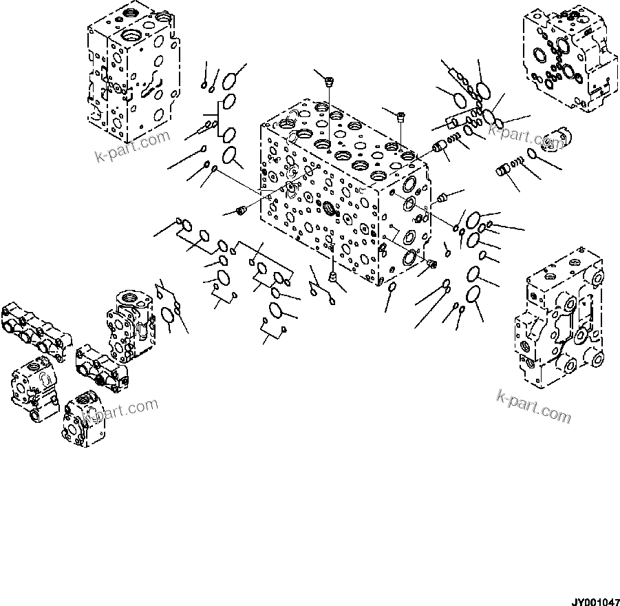Komatsu parts book diagram for PC240LL-10 SN A20601-UP: H0120-002005 MAIN CONTROL VALVE WITH 1-ADDITIONAL ACTUATOR (5/20)