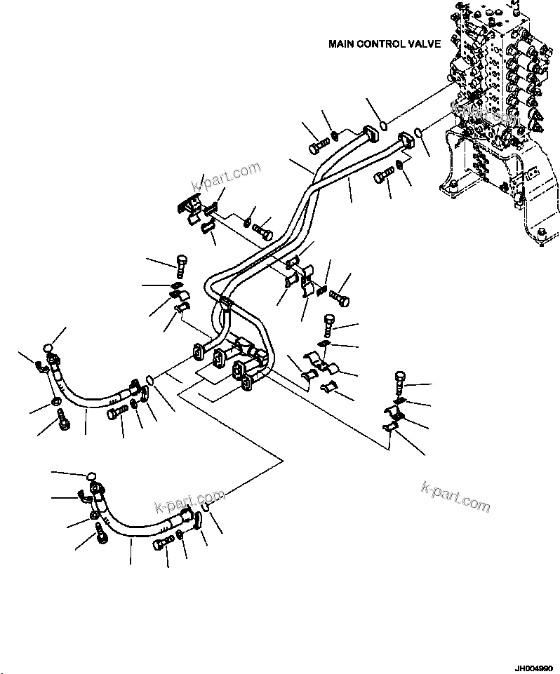 Komatsu parts book diagram for PC240LL-10 SN A20601-UP: H1210-001001 HYDRAULIC PIPING BOOM LINES - BUCKET
