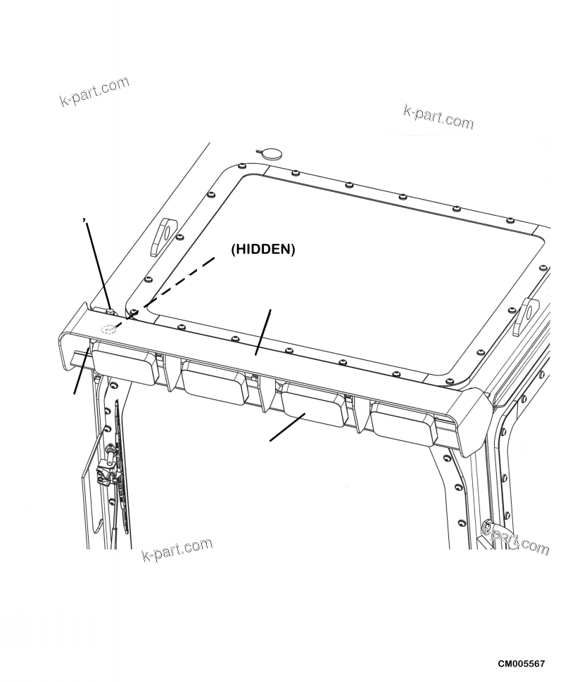 Komatsu parts book diagram for PC240LL-10 SN A20601-UP: K1110-001020 CAB WORK LAMP