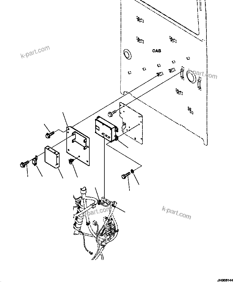 Komatsu parts book diagram for PC240LL-10 SN A20601-UP: K1110-001039 CAB AIR CONDITIONER AND KOMTRAX CONTROLLER