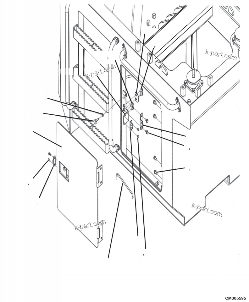 Komatsu parts book diagram for PC240LL-10 SN A20601-UP: K1210-001001 RISER PARTS - 48 INCH DOOR