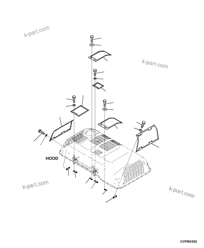 Komatsu parts book diagram for PC240LL-10 SN A20601-UP: M1110-02A0 HOOD WITH DUSTPROOF NET, INTAKE GAS AND EXHAUST GAS NET