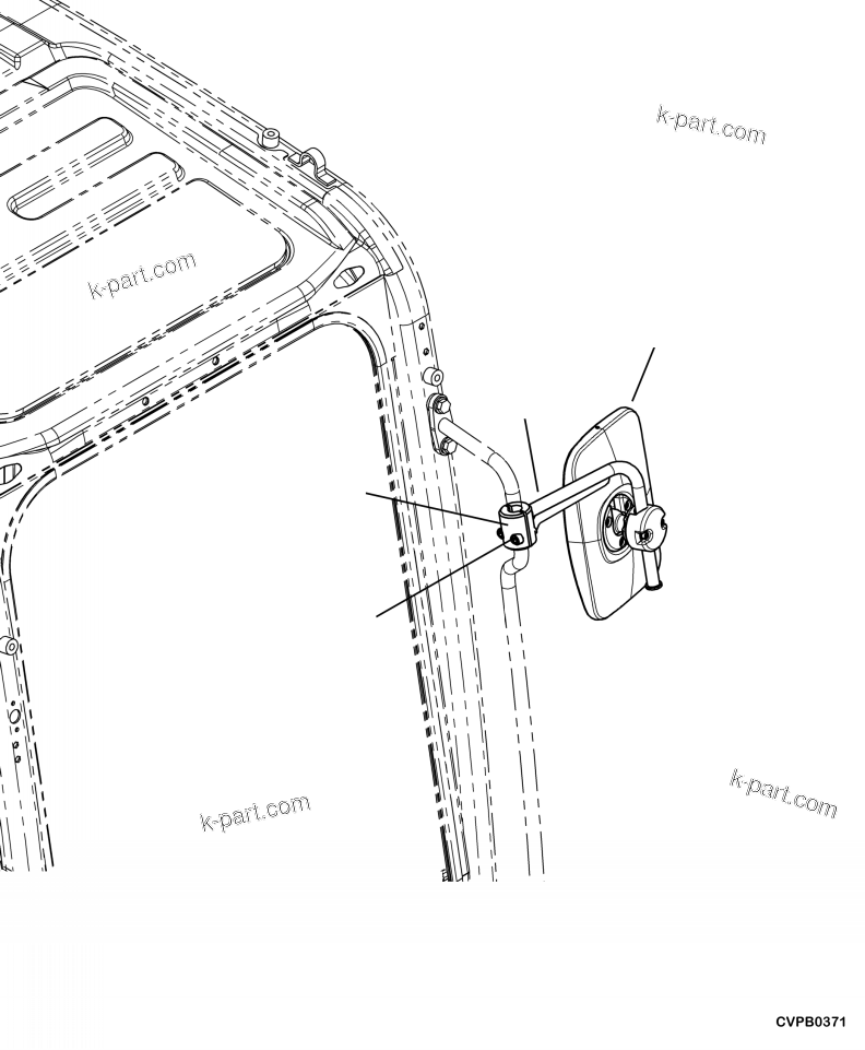 Komatsu parts book diagram for PC240LL-10 SN A20601-UP: M1410-01A0 REAR VIEW MIRROR LEFT