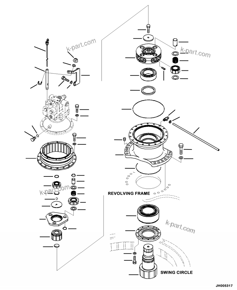 Komatsu parts book diagram for PC240LL-10 SN A20601-UP: N1210-04A0 SWING MACHINERY