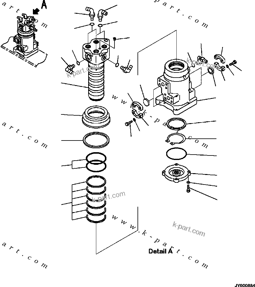 Komatsu parts book diagram for PC240LL-10 SN A20601-UP: N1310-01A0 SWIVEL JOINT