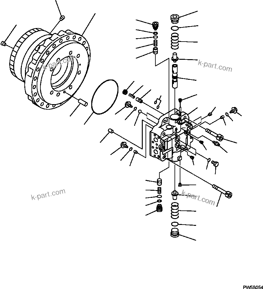 Komatsu parts book diagram for PC240LL-10 SN A20601-UP: P1210-001001 TRAVEL MOTOR AND FINAL DRIVE TRAVEL MOTOR, L.H. (1/3)