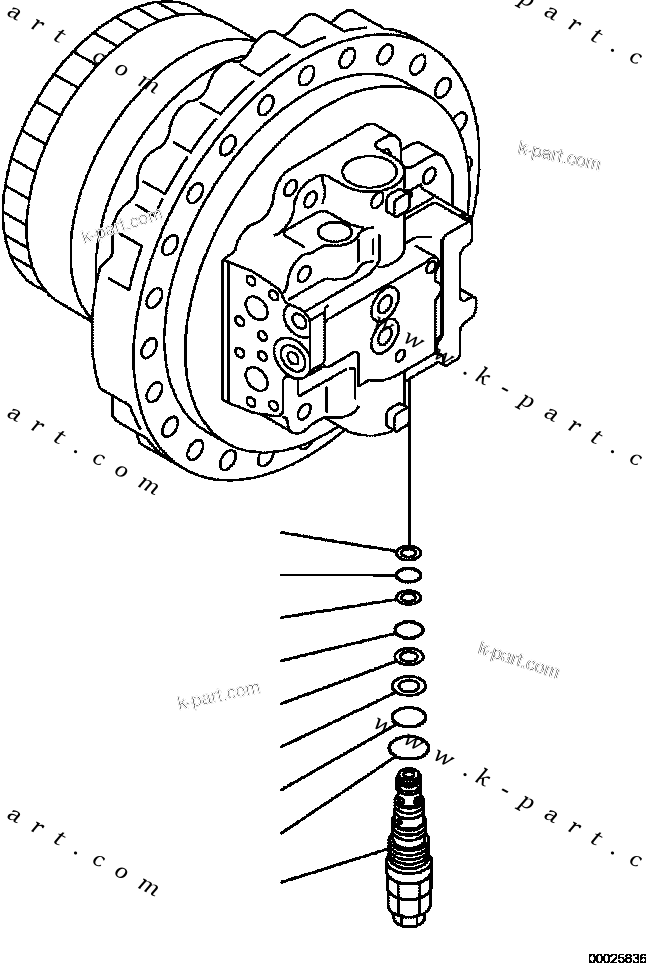 Komatsu parts book diagram for PC240LL-10 SN A20601-UP: P1210-001003 TRAVEL MOTOR AND FINAL DRIVE TRAVEL MOTOR, L.H. (3/3)