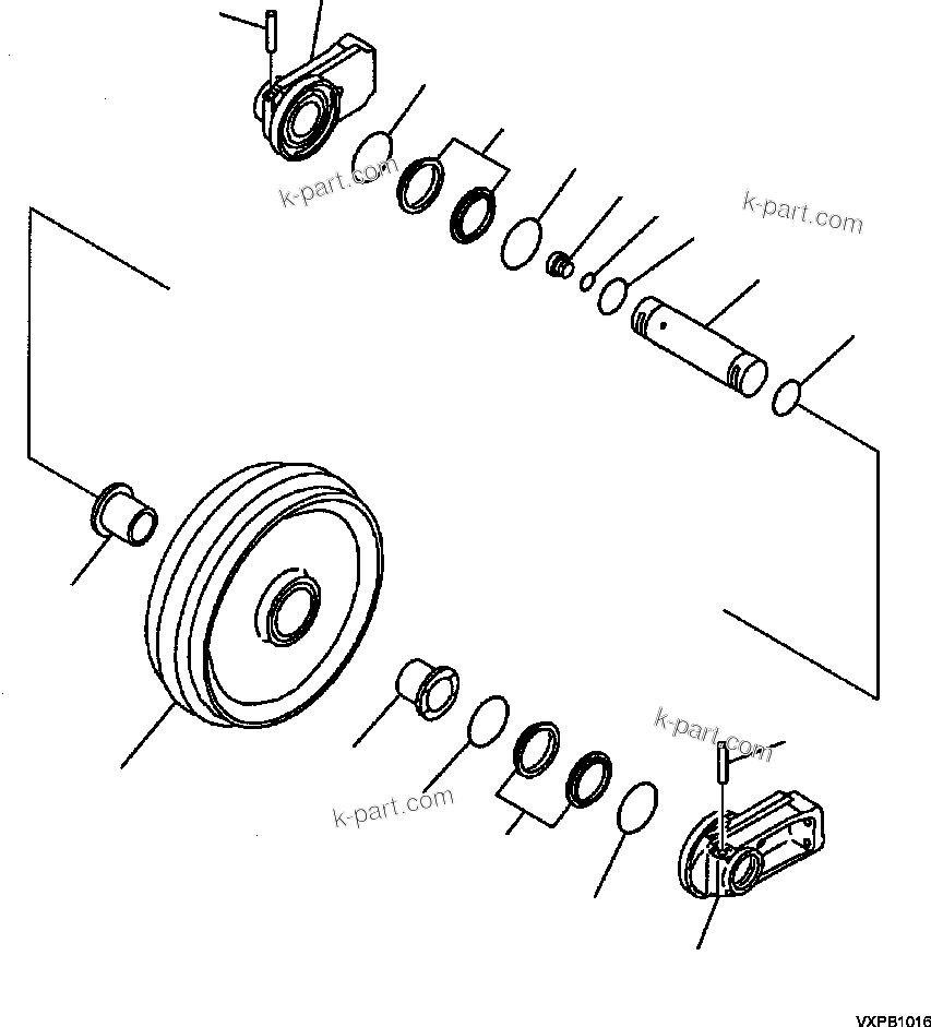 Komatsu parts book diagram for PC240LL-10 SN A20601-UP: R0110-01A0 FRONT IDLER
