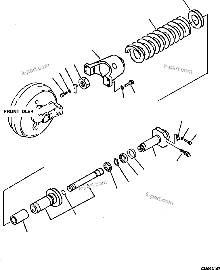 Komatsu parts book diagram for PC240LL-10 SN A20601-UP: R0120-01A0 IDLER CUSHION