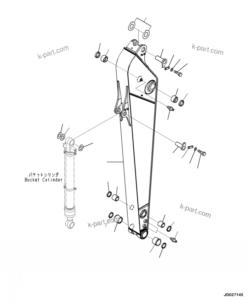 Komatsu parts book diagram for PC240LL-10 SN A20601-UP: T1200-01A0 ARM, 3000 MM (STD)