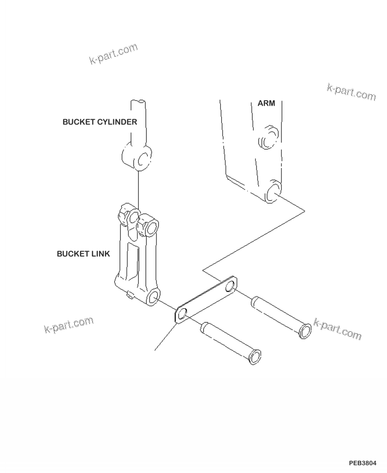 Komatsu parts book diagram for PC240LL-10 SN A20601-UP: T1290-001001 PARTS FOR LESS BUCKET