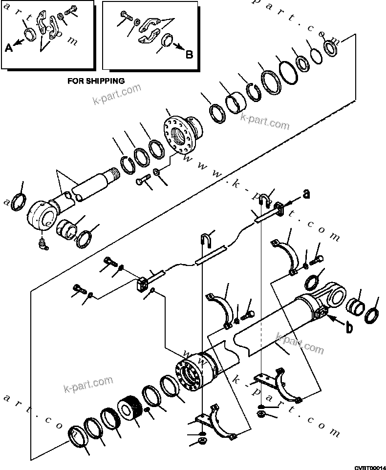 Komatsu parts book diagram for PC240LL-10 SN A20601-UP: T1300-03A0 LOG LOADER HEEL CYLINDER