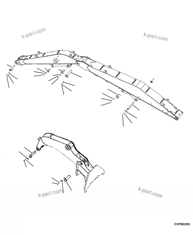Komatsu parts book diagram for PC240LL-10 SN A20601-UP: T1300-04A0 LOG LOADER PINS