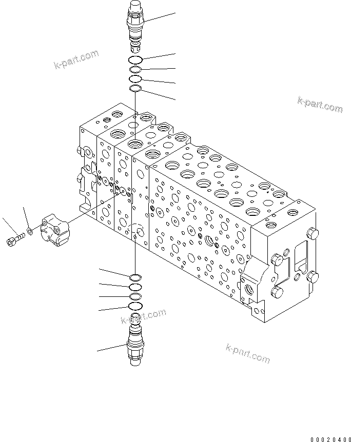 Komatsu parts book diagram for PC300LL-7L S/N A85001-UP: MAIN VALVE (VALVE SPOOL) (8TH) (SUCTION AND SAFETY VALVE) (WITH 2 ACTUATOR)