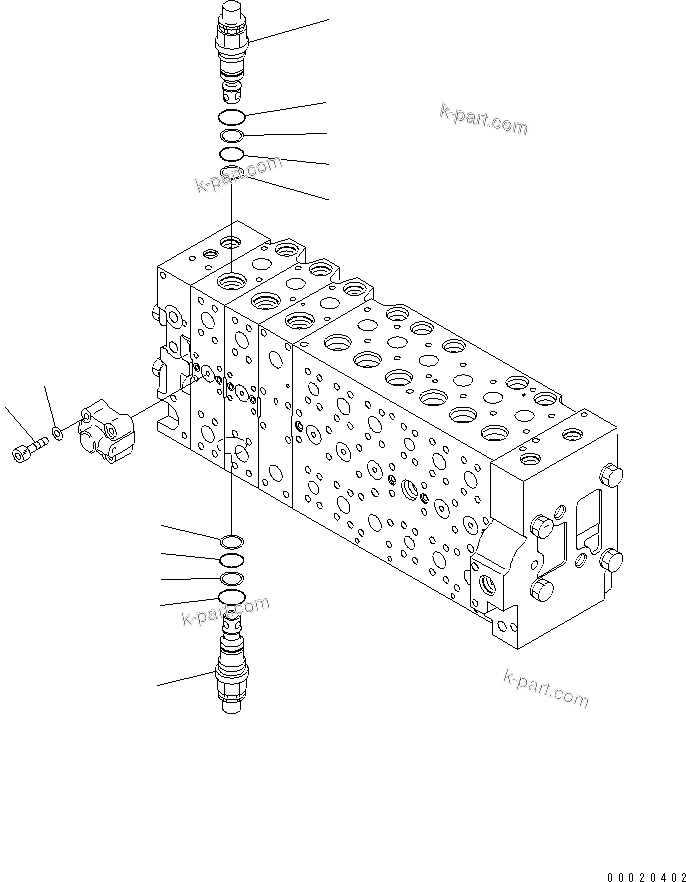 Komatsu parts book diagram for PC300LL-7L S/N A85001-UP: MAIN VALVE (VALVE SPOOL) (9TH) (SUCTION AND SAFETY VALVE) (WITH 2ACTUATOR)