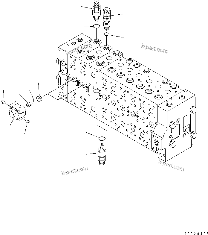 Komatsu parts book diagram for PC300LL-7L S/N A85001-UP: MAIN VALVE (VALVE SPOOL)(8TH AND 9TH) (PRESSURE COMPENSATION VALVE (WITH 2 ACTUATOR)