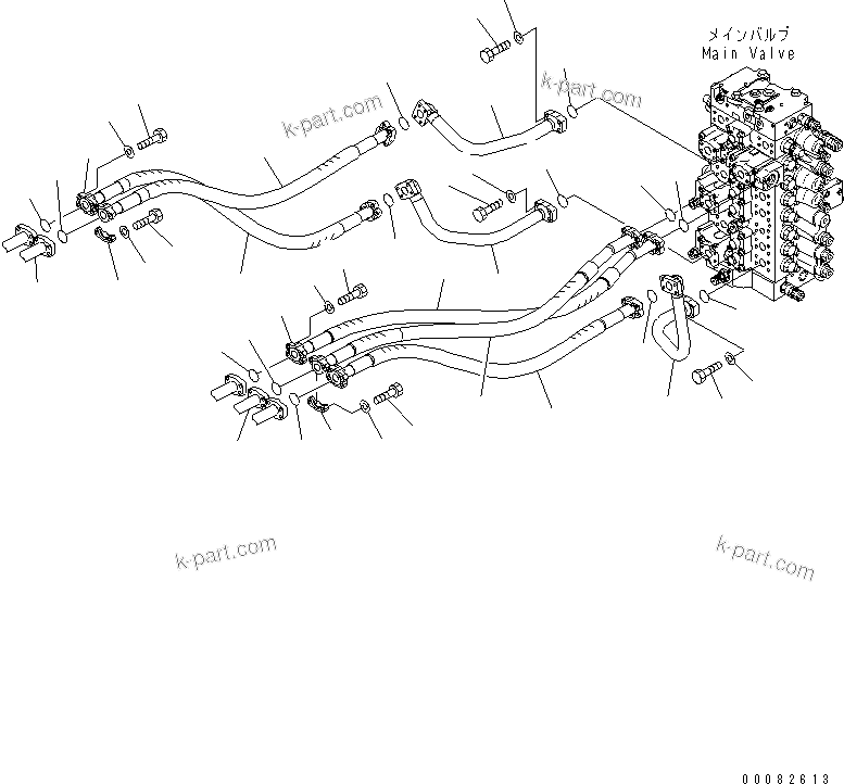 Komatsu parts book diagram for PC300LL-7L S/N A85001-UP: HYDRAULIC PIPING (ARM AND BUCKET LINE)