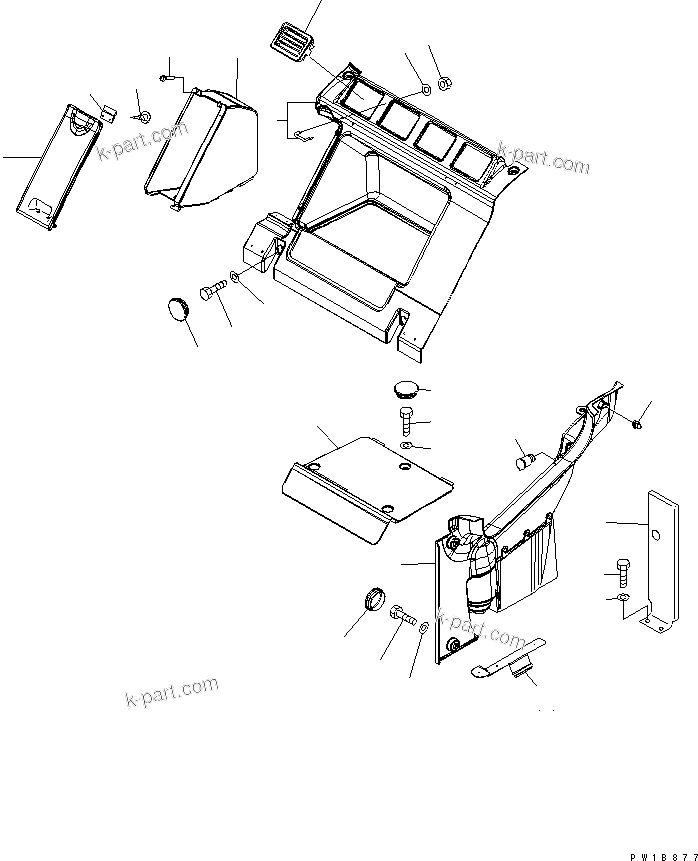 Komatsu parts book diagram for PC300LL-7L S/N A85001-UP: SEAT REAR COVER (MACHINE WITH 12V POWER SOURCE)