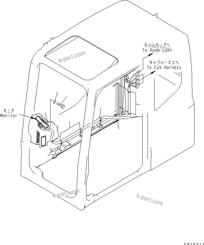 Komatsu parts book diagram for PC300LL-7L S/N A85001-UP: OPERATOR'S CAB (MONITOR WIRING)