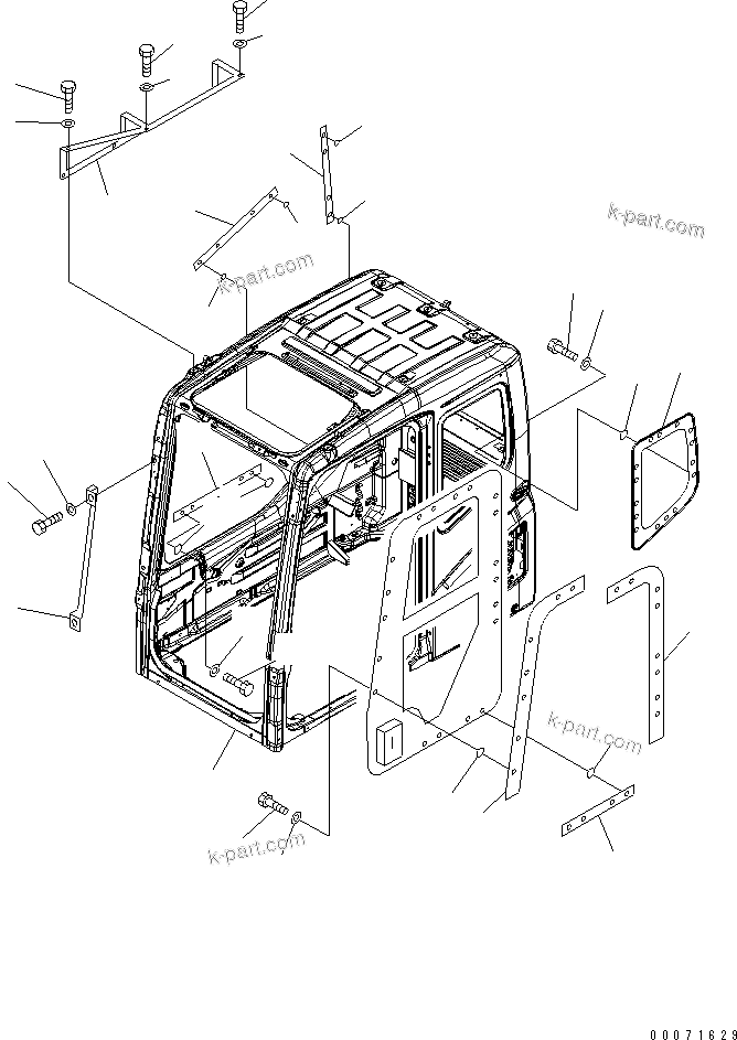 Komatsu parts book diagram for PC300LL-7L S/N A85001-UP: OPERATOR'S CAB (CAB GUARD MOUNT PLATES)