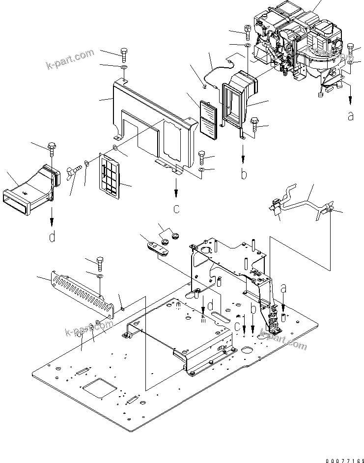Komatsu parts book diagram for PC300LL-7L S/N A85001-UP: FLOOR FRAME (AIR CONDITIONER AND FOOT COVER)