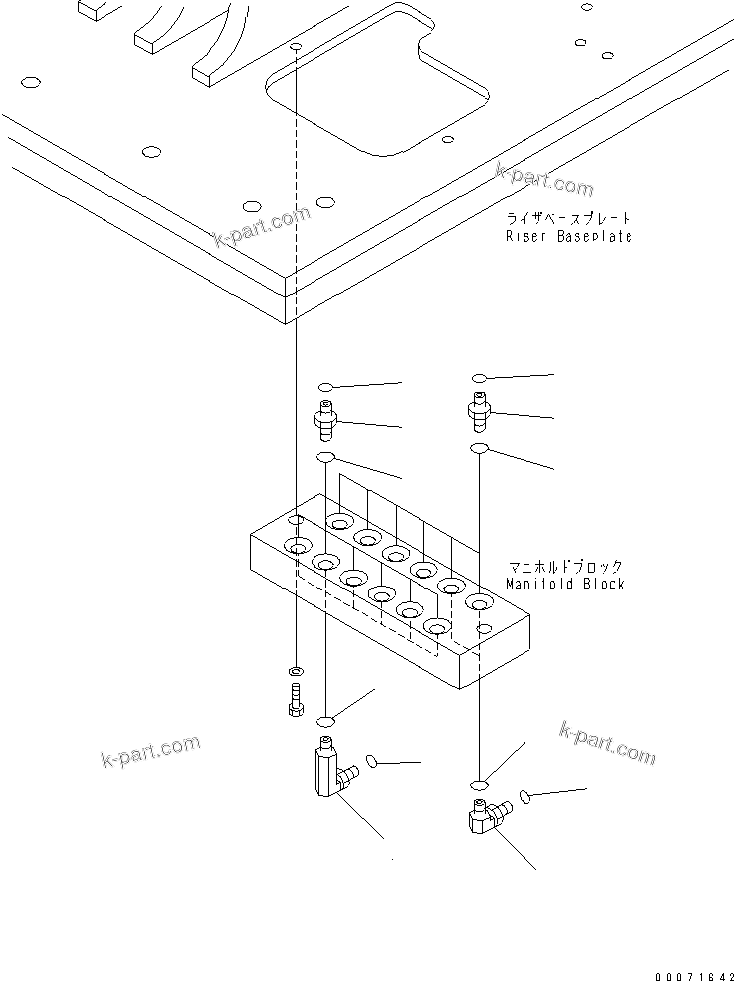 Komatsu parts book diagram for PC300LL-7L S/N A85001-UP: FLOOR FRAME (MANIFOLD BLOCK CONNECTIONS)