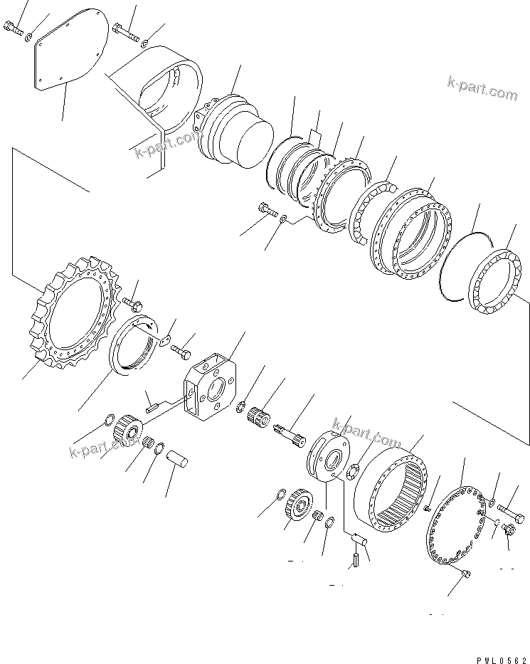 Komatsu parts book diagram for PC300LL-7L S/N A85001-UP: FINAL DRIVE (HEAVY DUTY)