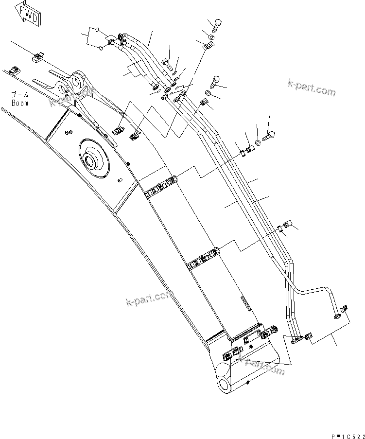 Komatsu parts book diagram for PC300LL-7L S/N A85001-UP: BOOM (ARM CYLINDER LINE)
