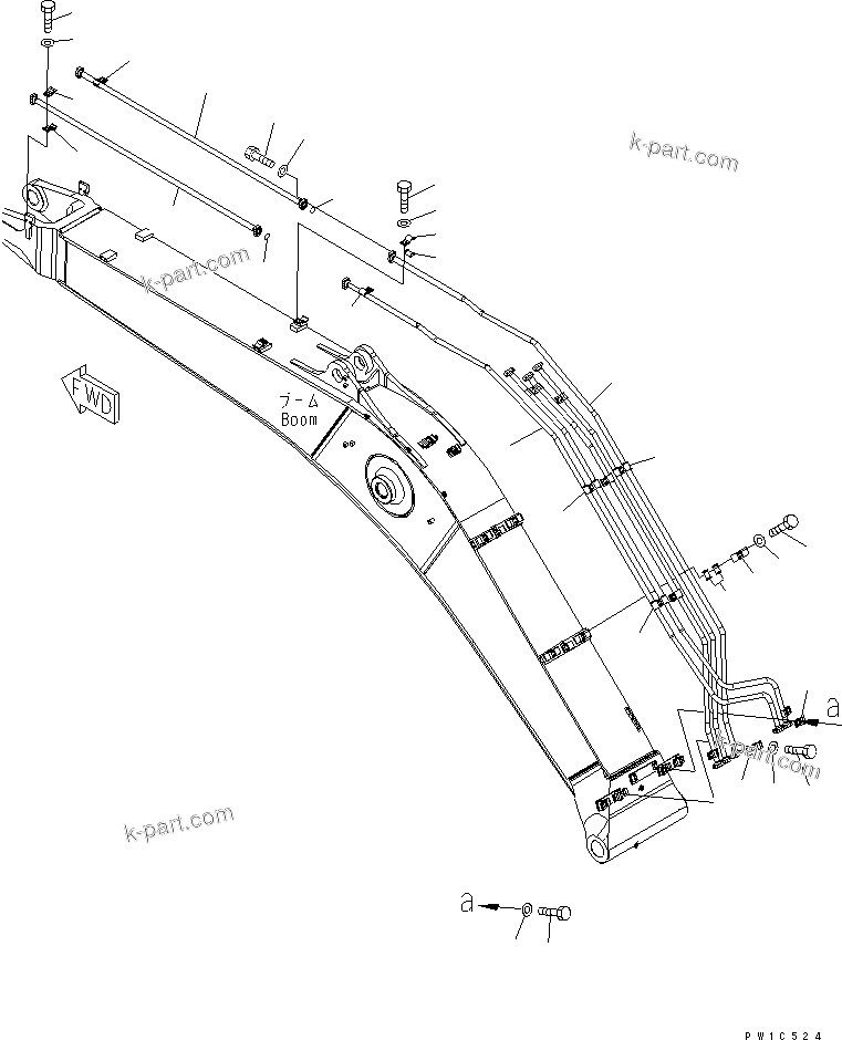 Komatsu parts book diagram for PC300LL-7L S/N A85001-UP: BOOM (BUCKET CYLINDER LINE)