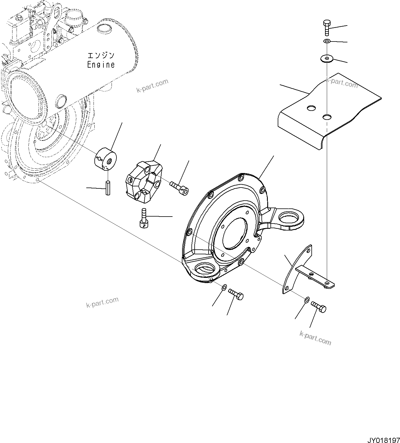 Komatsu parts book diagram for PC30MR-5 S/N F50002 AND UP: ENGINE RELATED PARTS FOR CAB WITH AIR CONDITIONER, ENGINE RELATED PARTS, DAMPER