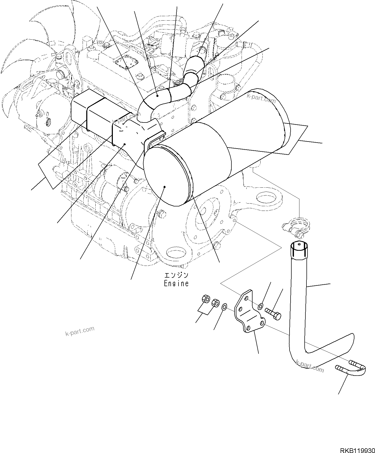 Komatsu parts book diagram for PC30MR-5 S/N F50002 AND UP: ENGINE RELATED PARTS FOR CAB WITHOUT AIR CONDITIONER, ENGINE RELATED PARTS, EXHAUST MUFFLER RELATED PARTS