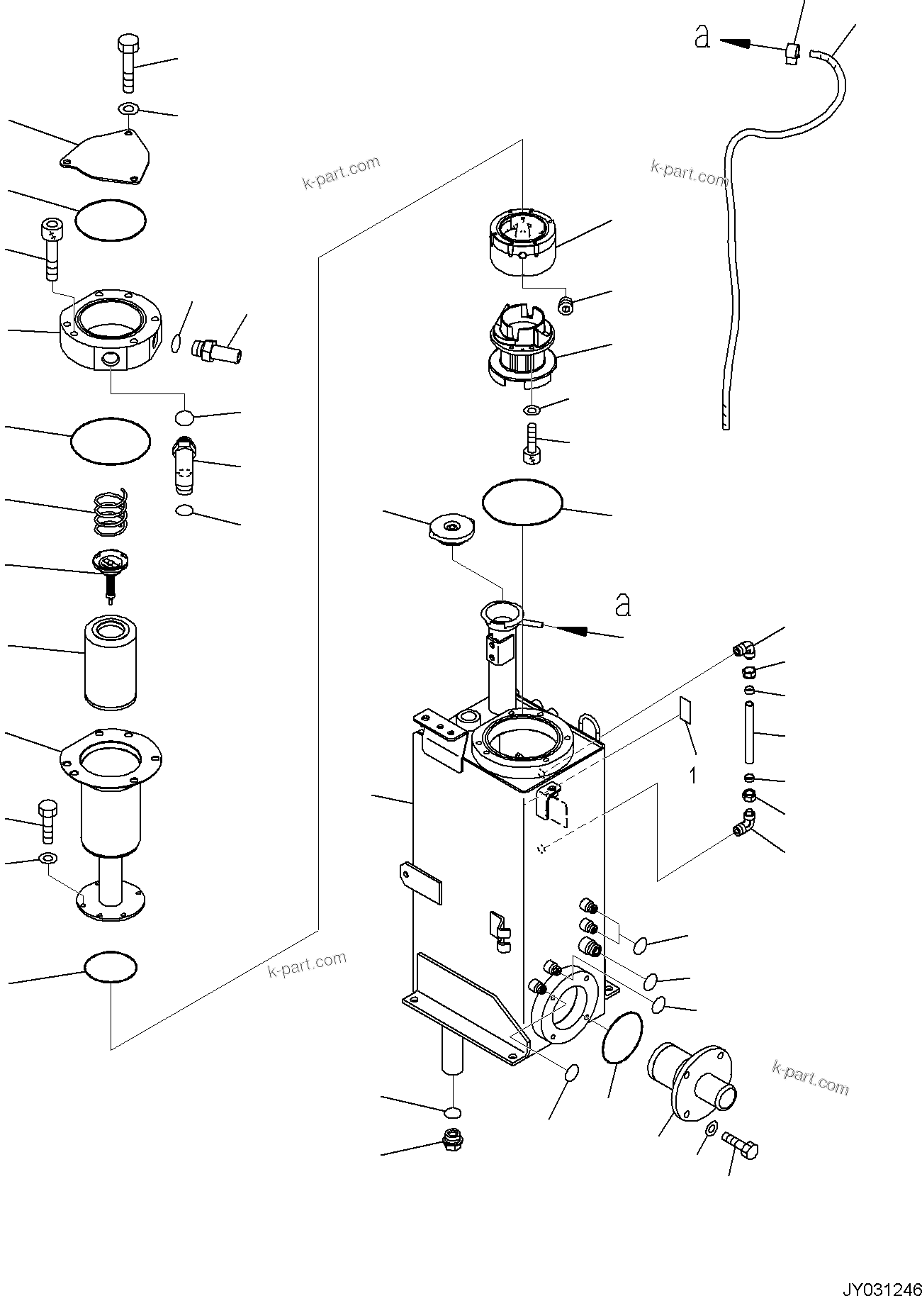 Komatsu parts book diagram for PC30MR-5 S/N F50002 AND UP: HYDRAULIC TANK, TANK