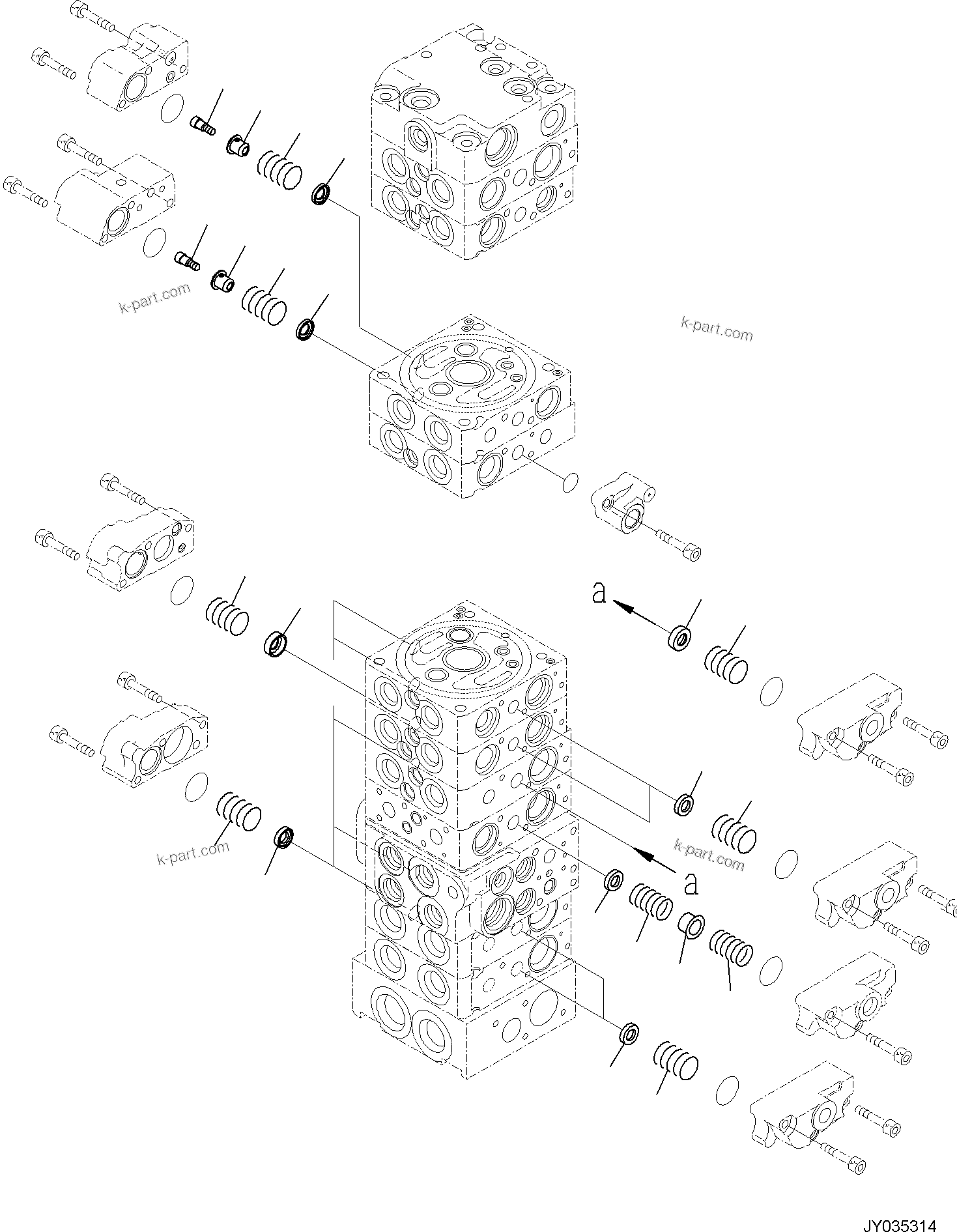 Komatsu parts book diagram for PC30MR-5 S/N F50002 AND UP: CONTROL VALVE, 10-VALVE (4/26)