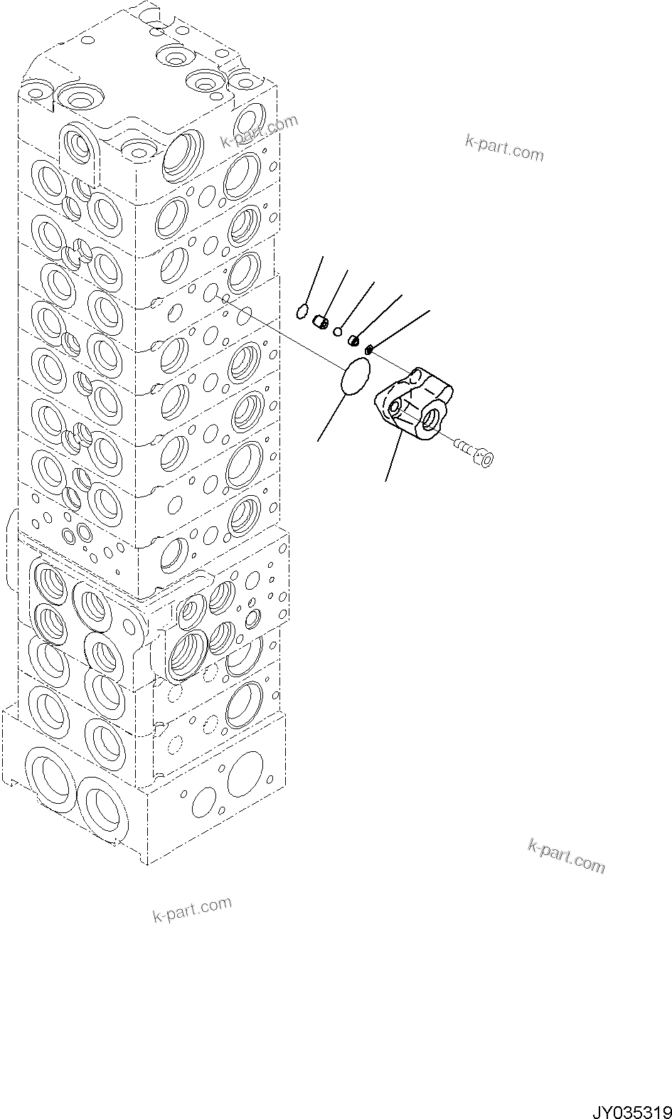 Komatsu parts book diagram for PC30MR-5 S/N F50002 AND UP: CONTROL VALVE, 10-VALVE (9/26)
