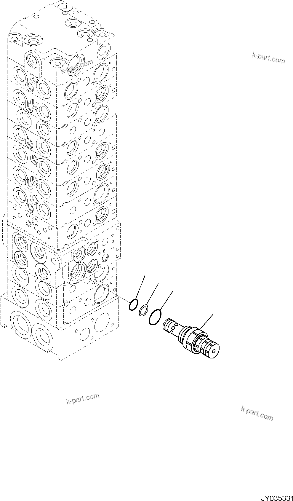 Komatsu parts book diagram for PC30MR-5 S/N F50002 AND UP: CONTROL VALVE, 10-VALVE (17/26)