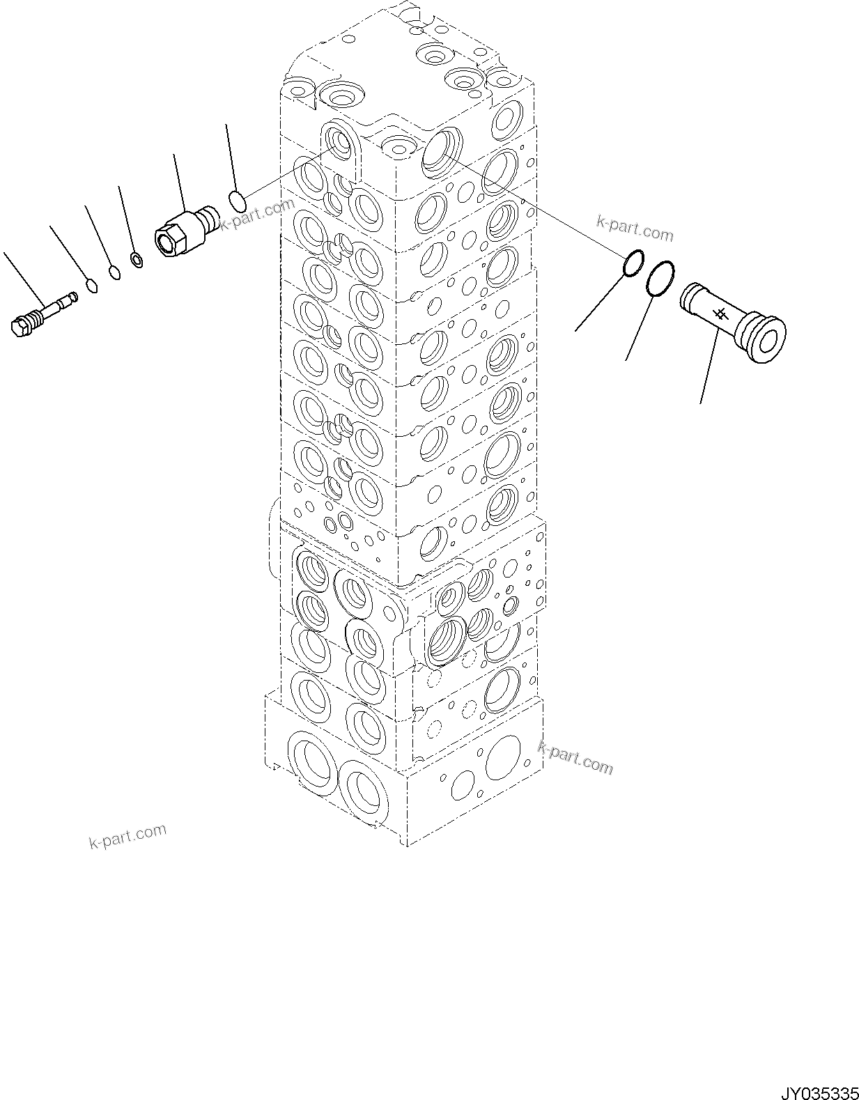 Komatsu parts book diagram for PC30MR-5 S/N F50002 AND UP: CONTROL VALVE, 10-VALVE (21/26)