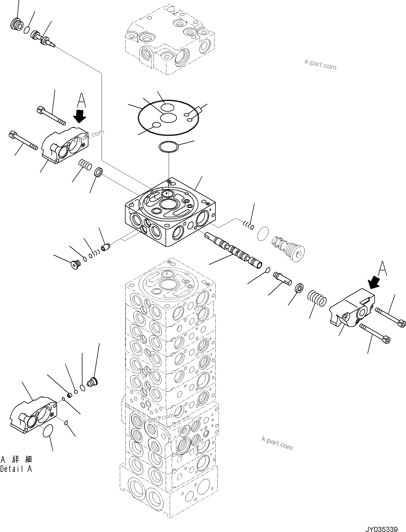 Komatsu parts book diagram for PC30MR-5 S/N F50002 AND UP: CONTROL VALVE, 10-VALVE (25/26)