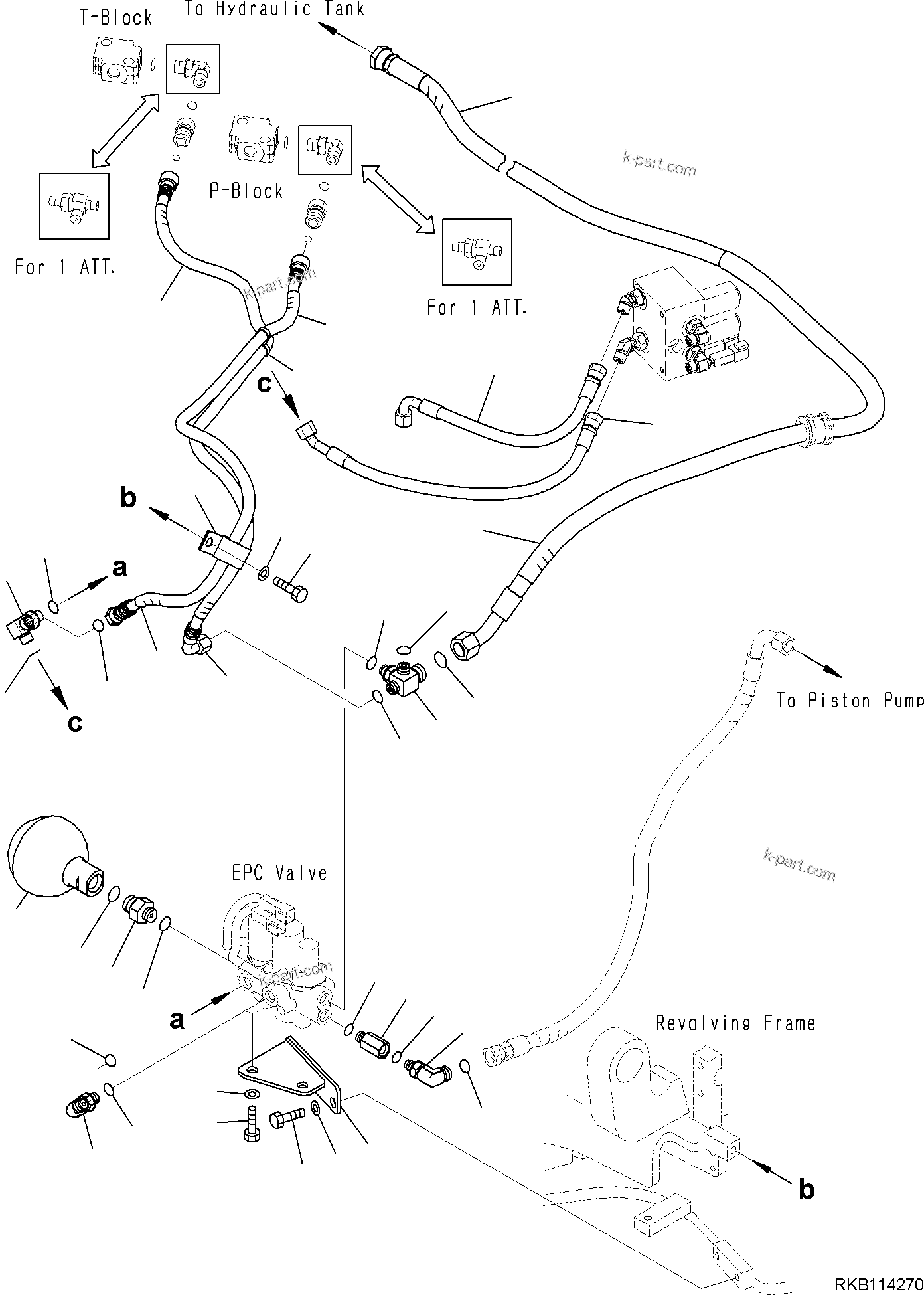 Komatsu parts book diagram for PC30MR-5 S/N F50002 AND UP: CONTROL VALVE, EPC VALVE PIPING