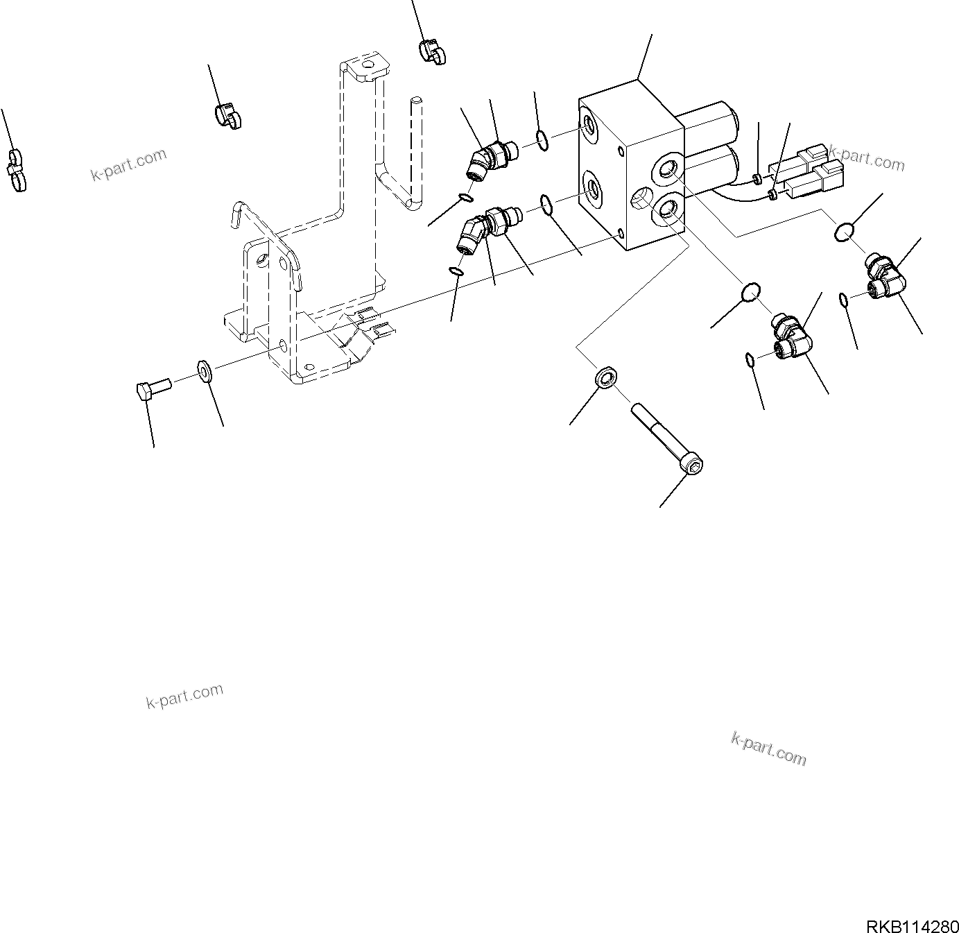Komatsu parts book diagram for PC30MR-5 S/N F50002 AND UP: CONTROL VALVE, CONTROL VALVE, 2-ATTACHMENT, INNER PARTS, EPC VALVE ATTACHMENT PIPING