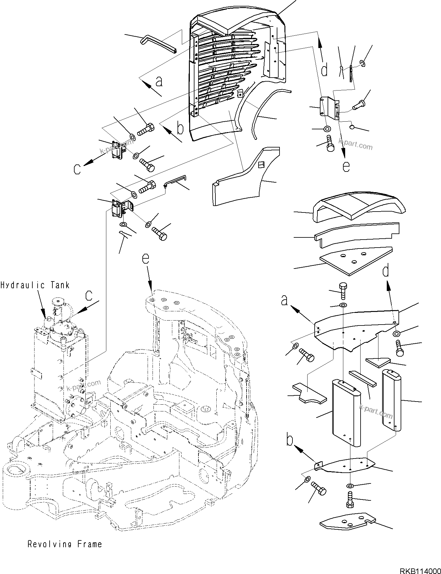 Komatsu parts book diagram for PC30MR-5 S/N F50002 AND UP: RIGHT SIDE COVER, RIGHT SIDE COVER, REAR (CANOPY) (1/2)