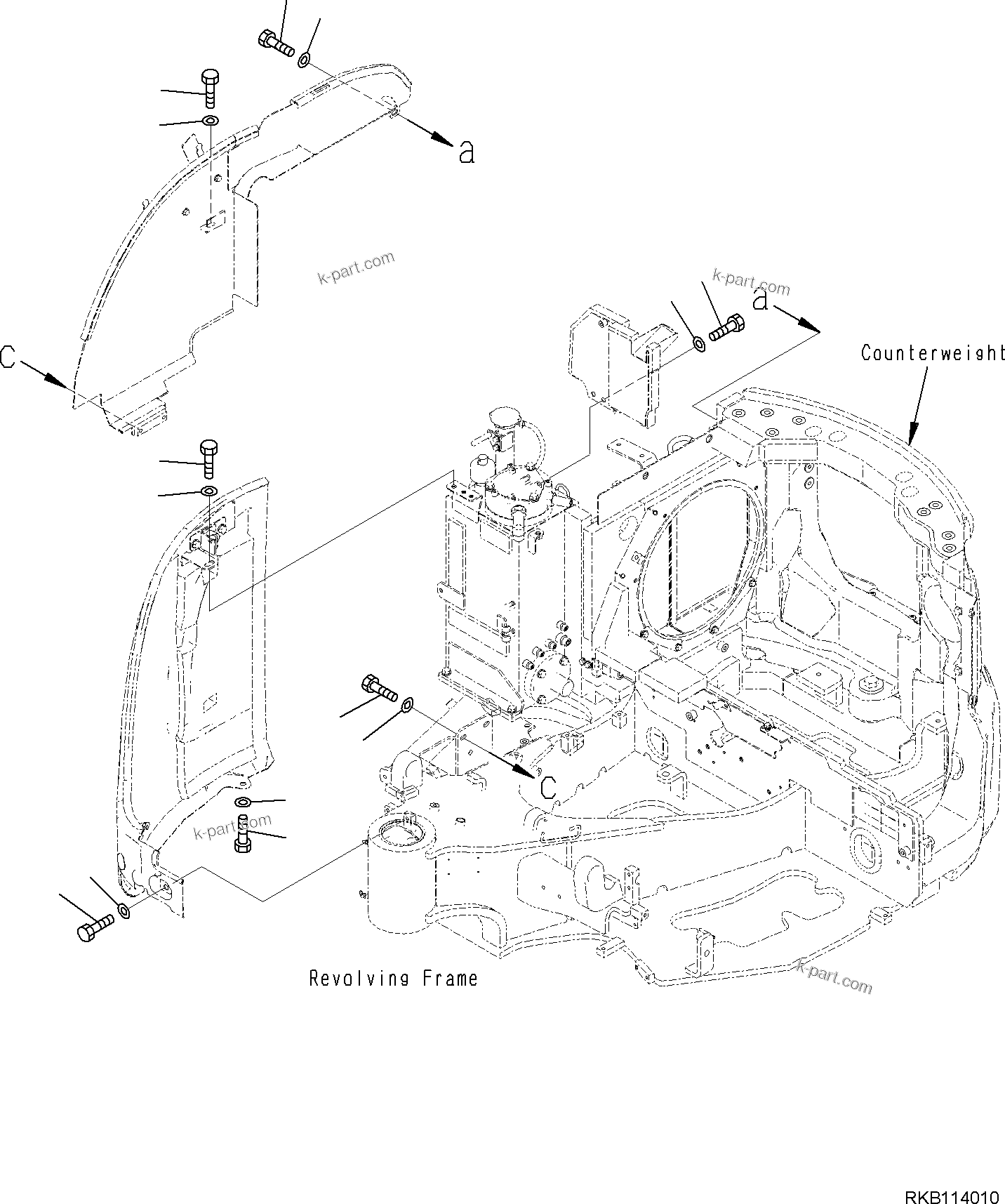 Komatsu parts book diagram for PC30MR-5 S/N F50002 AND UP: RIGHT SIDE COVER, RIGHT SIDE COVER, REAR (CANOPY) (2/2)