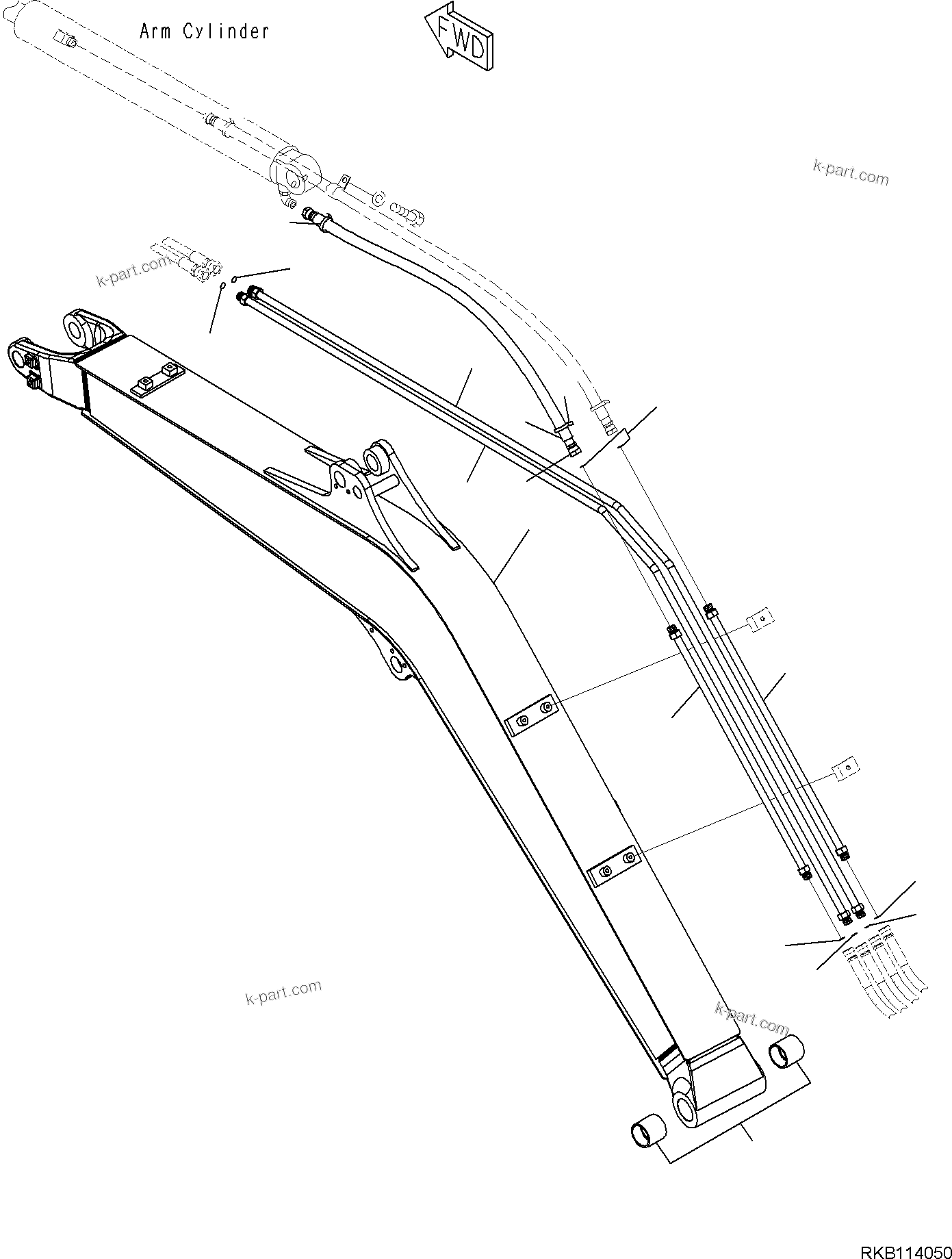 Komatsu parts book diagram for PC30MR-5 S/N F50002 AND UP: BOOM UNIT, ARM AND BUCKET CYLINDER PIPING